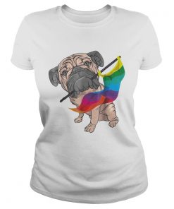 Original Cool Pug With Rainbow Lgbt Gay Pride Flag Dog Gift Shirt Classic Ladies