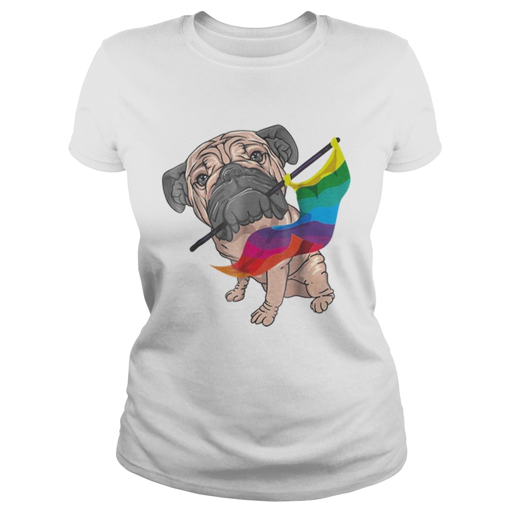 Original Cool Pug With Rainbow Lgbt Gay Pride Flag Dog Gift Shirt Classic Ladies