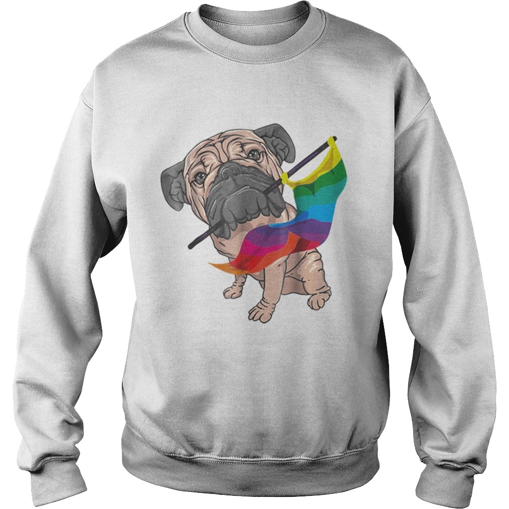 Original Cool Pug With Rainbow Lgbt Gay Pride Flag Dog Gift Shirt Sweatshirt