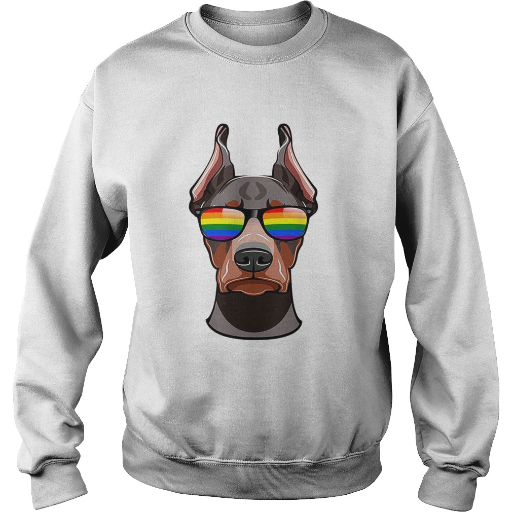 Original Doberman Pinscher Face Rainbow Sunglasses LGBT Pride Shirt Sweatshirt