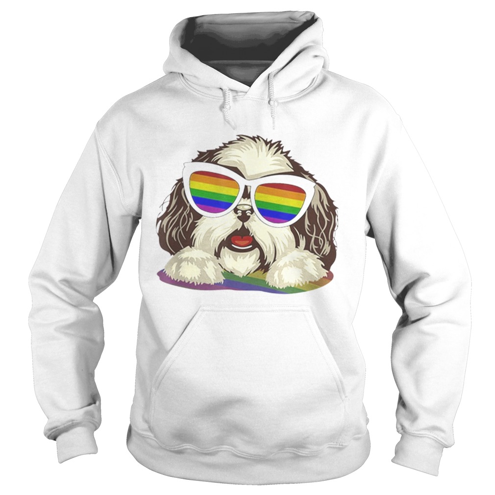 Original Shih Tzu Dog Gay Pride Flag Sunglasses LgbtDog Lovers Shirt Hoodie