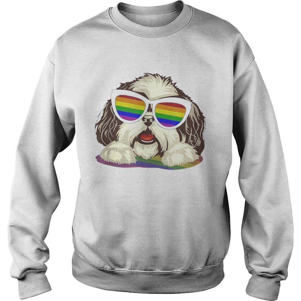 Original Shih Tzu Dog Gay Pride Flag Sunglasses LgbtDog Lovers Shirt Sweatshirt