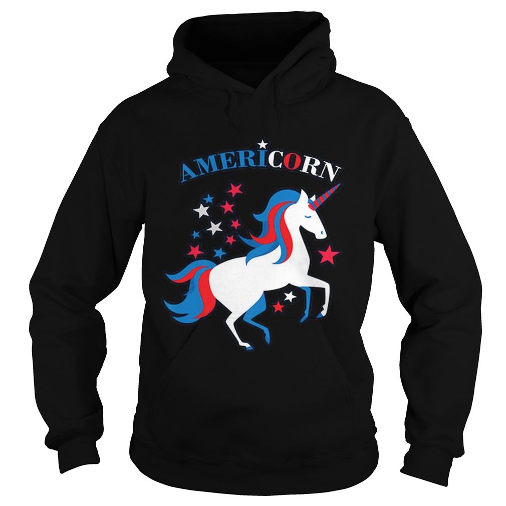 Patriotic American Flag Unicorn Americorn 4th of July Hoodie