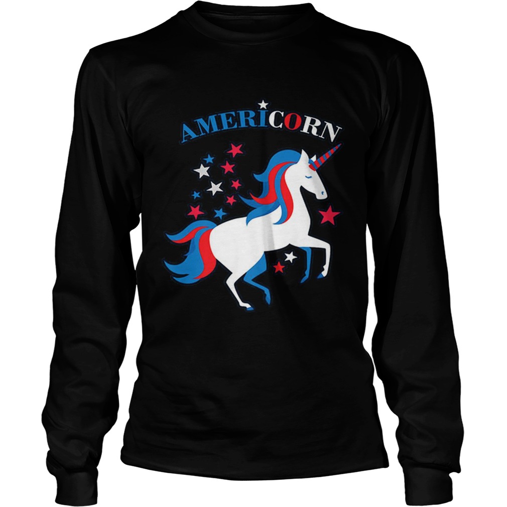 Patriotic American Flag Unicorn Americorn 4th of July LongSleeve