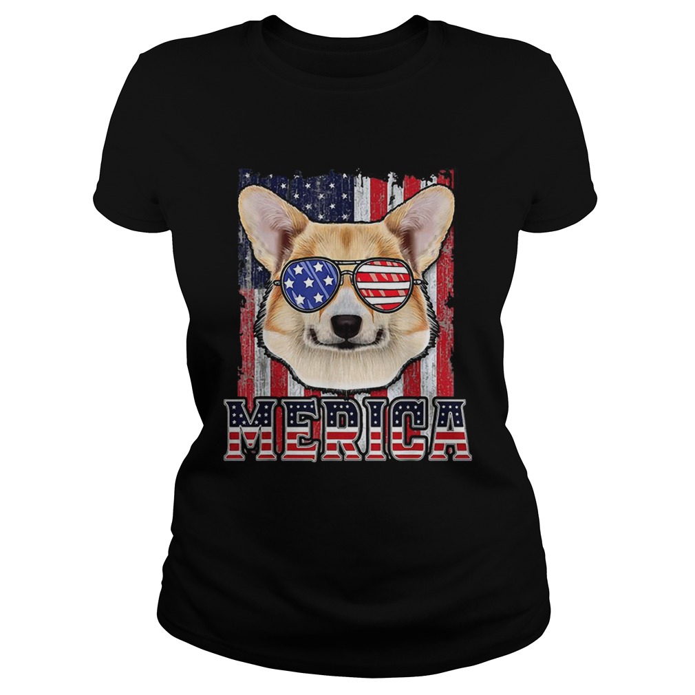 Pembroke Welsh Corgi Merica American Flag 4th Of July Classic Ladies