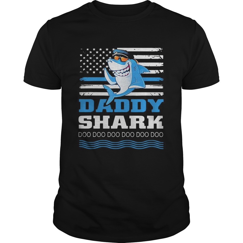 Police Daddy shark doo doo doo American flag shirt