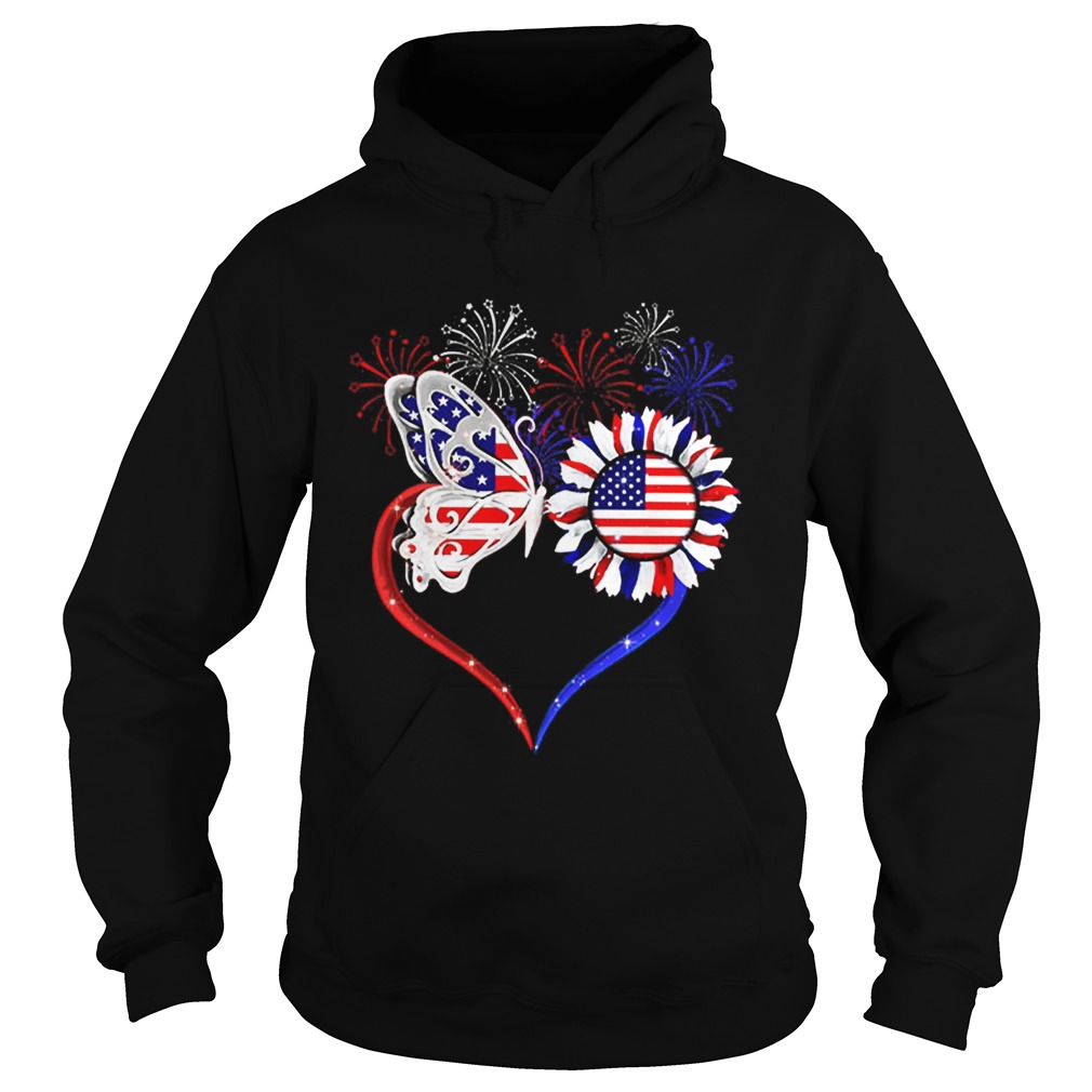 Premium Fireworks Butterfly love sunflower American flag Hoodie