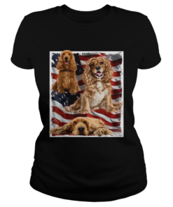 Premium Patriotic Dog Cocker Spaniel Usa American Flag Tee Shirt Classic Ladies