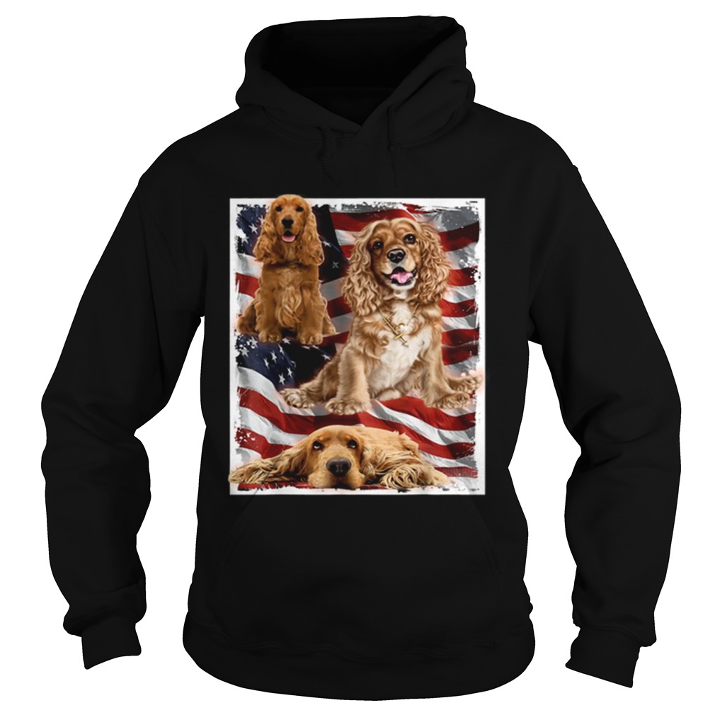 Premium Patriotic Dog Cocker Spaniel Usa American Flag Tee Shirt Hoodie