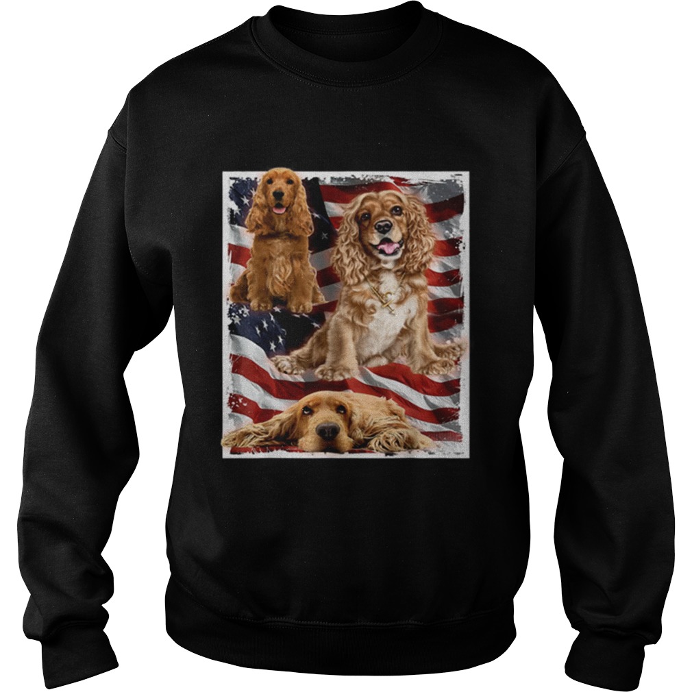 Premium Patriotic Dog Cocker Spaniel Usa American Flag Tee Shirt Sweatshirt