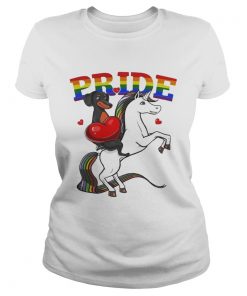 Pride Dachshund Riding Unicorn LGBT Pride Shirt Classic Ladies