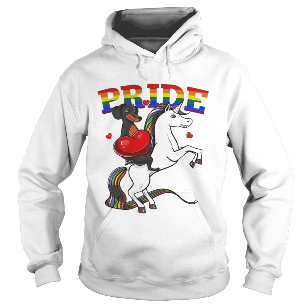 Pride Dachshund Riding Unicorn LGBT Pride Shirt Hoodie