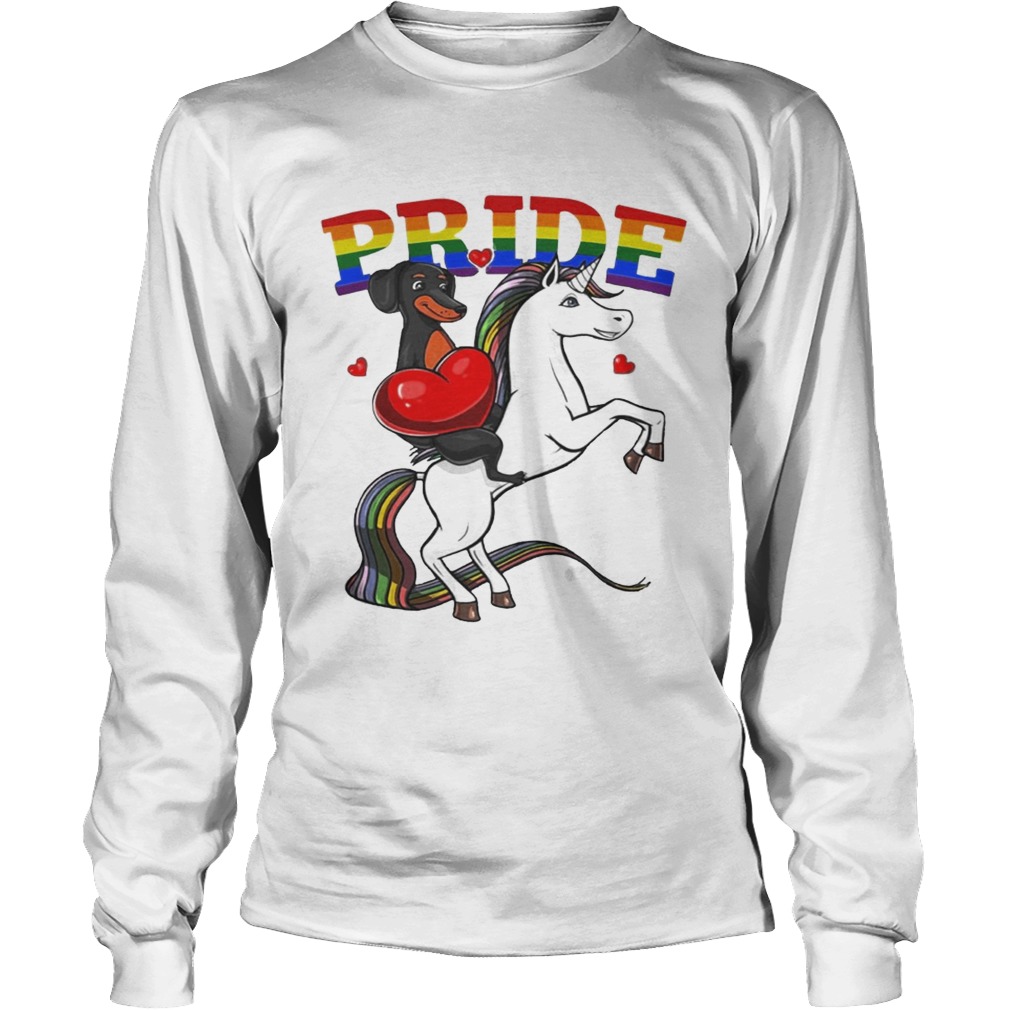 Pride Dachshund Riding Unicorn LGBT Pride Shirt LongSleeve