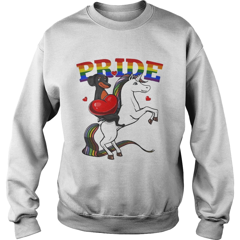 Pride Dachshund Riding Unicorn LGBT Pride Shirt Sweatshirt