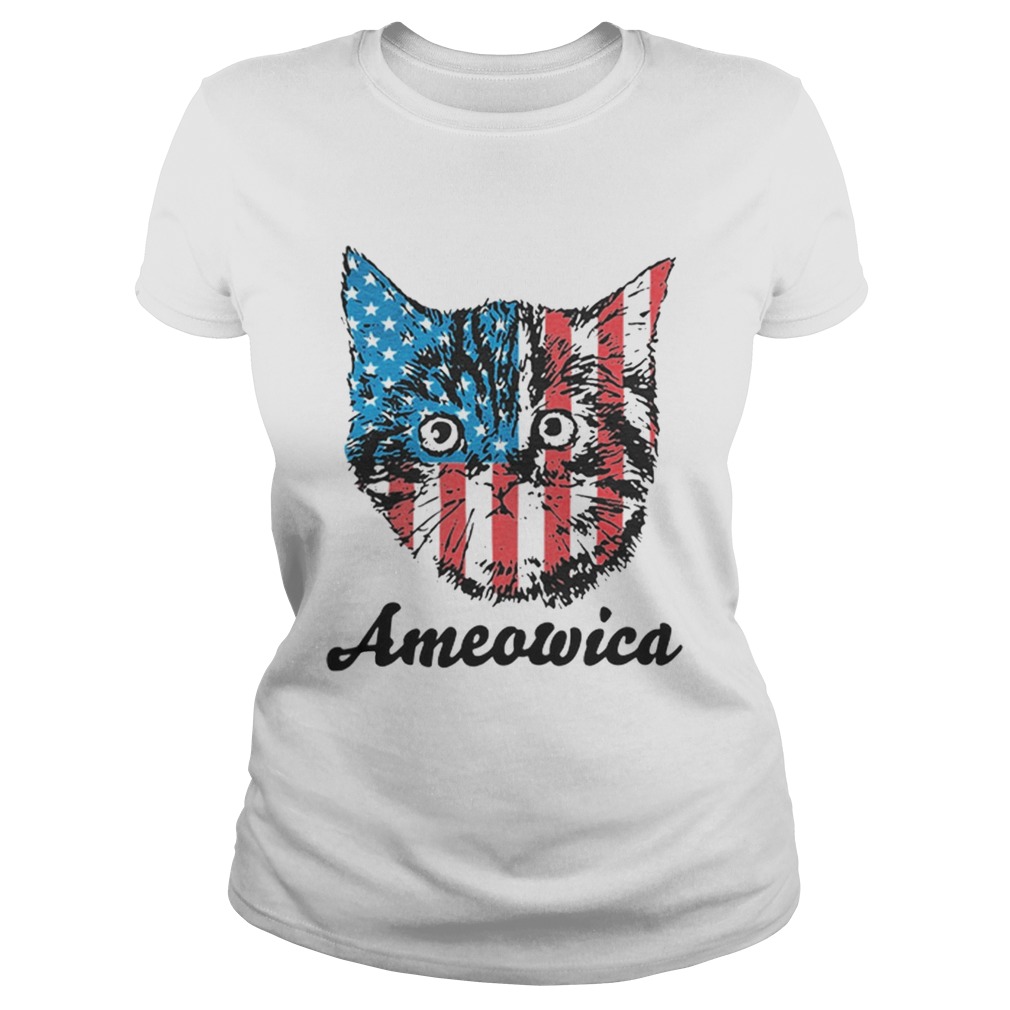 Top Ameowica Cat 4th of July Independence Day American flag Classic Ladies