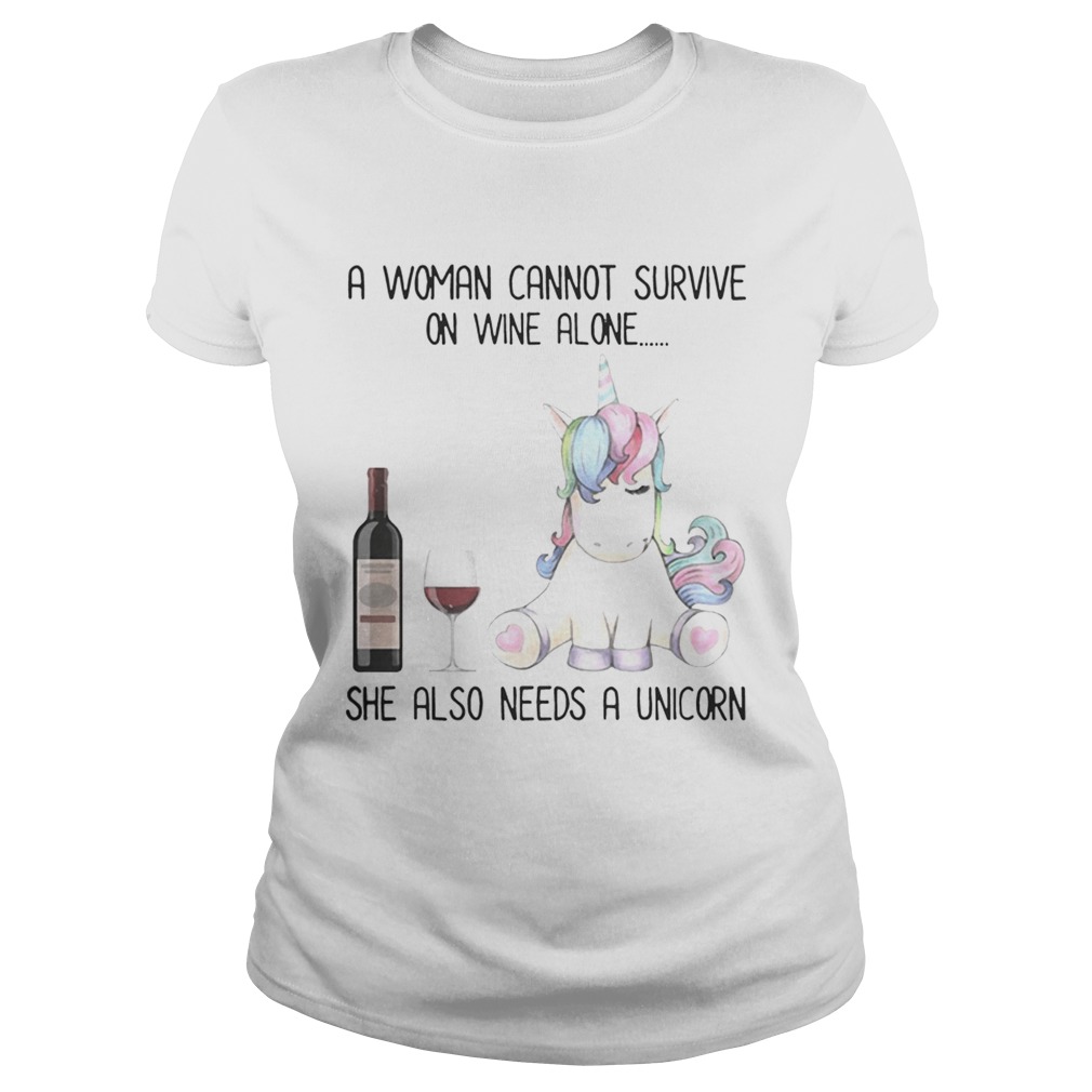 Woman Wine Unicorn Shirt Classic Ladies