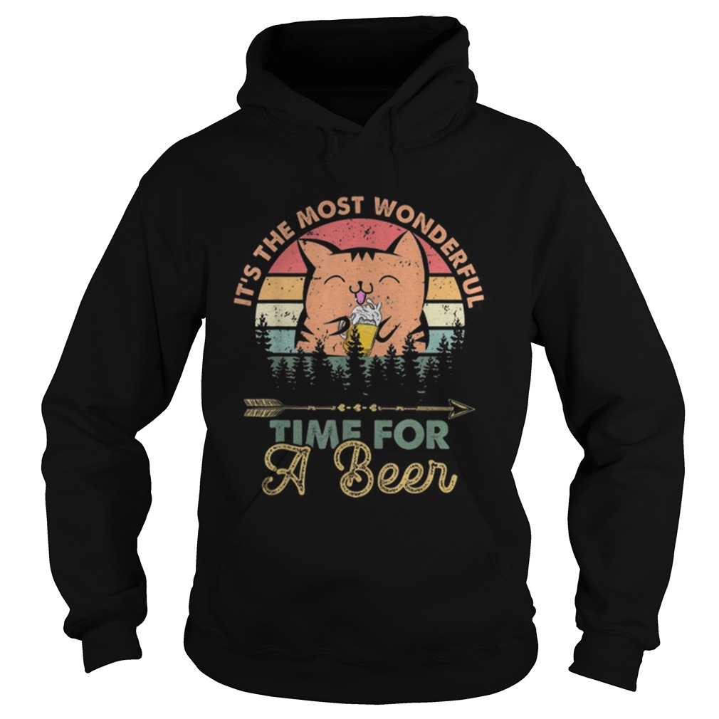 Beer Meow Cat Kitty Wonderful Time For Beer Hoodie