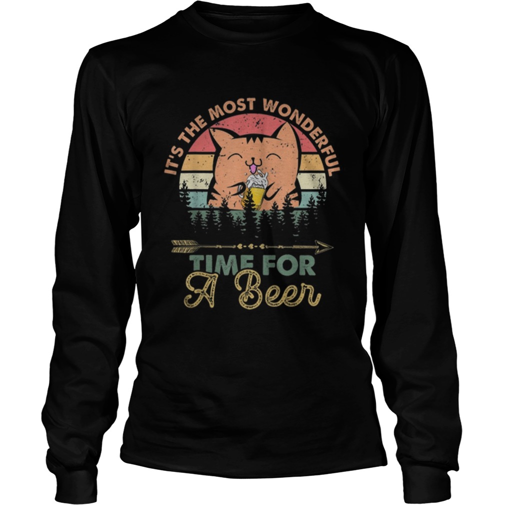 Beer Meow Cat Kitty Wonderful Time For Beer LongSleeve