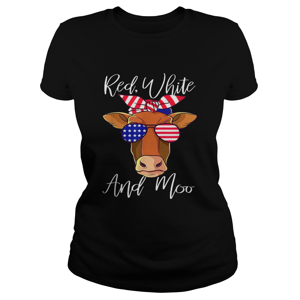 Best price Red White and Moo Cow American Flag 4th Of July Classic Ladies