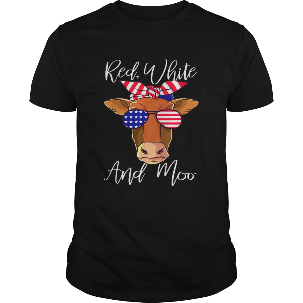 Best price Red White and Moo Cow American Flag 4th Of July shirt