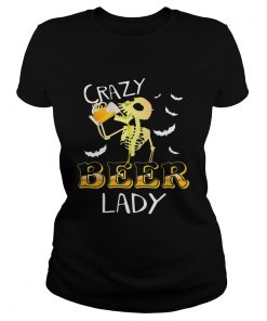 Crazy beer lady Halloween Skeleton beer funny  Classic Ladies