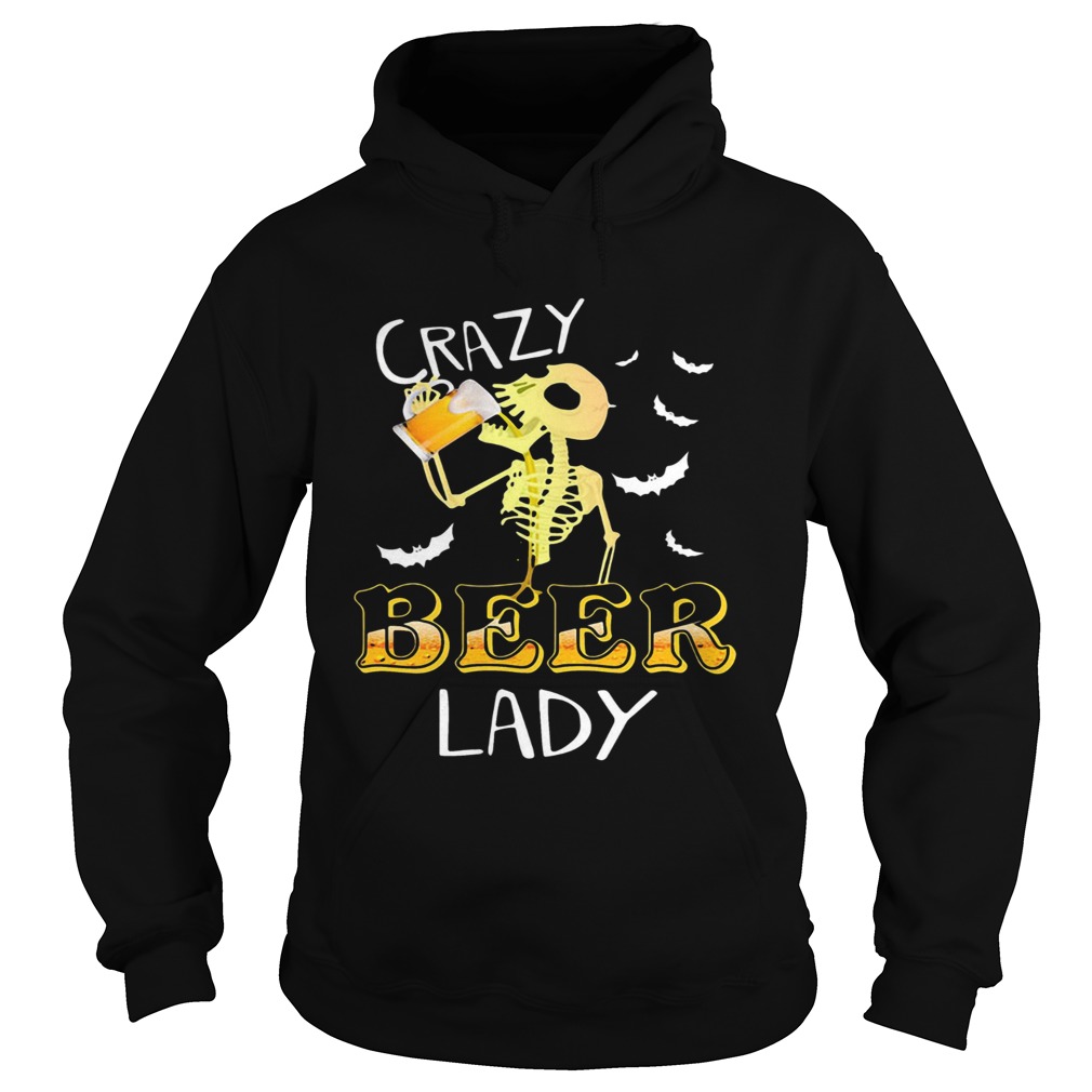 Crazy beer lady Halloween Skeleton beer funny Hoodie