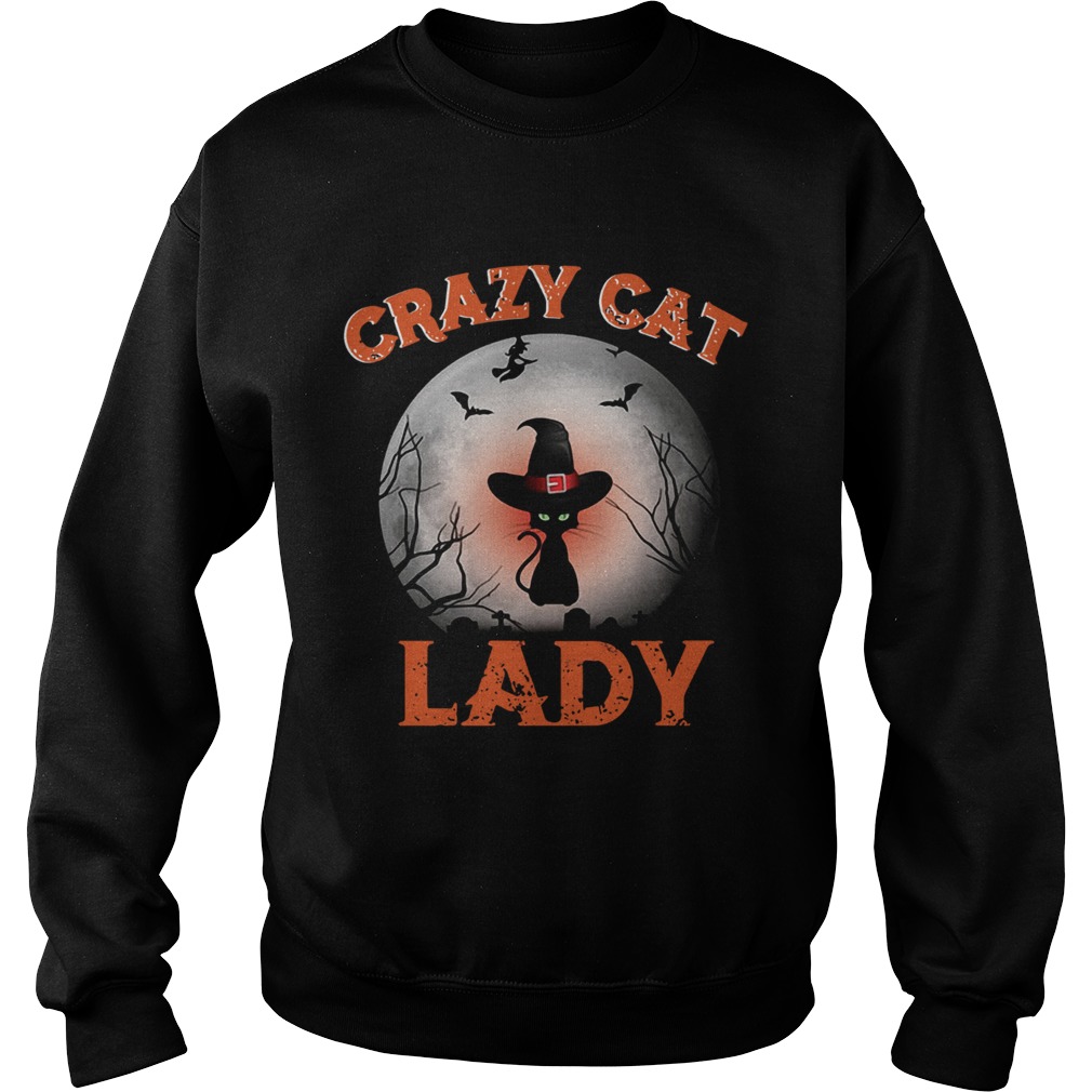 Crazy cat lady moon Halloween Sweatshirt