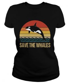 Dolphin save the Whales sunset  Classic Ladies