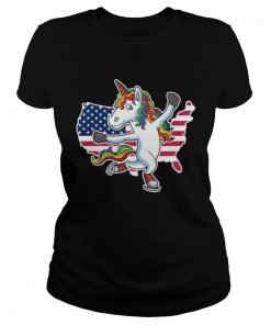 Figure Skating Unicorn American flag  Classic Ladies