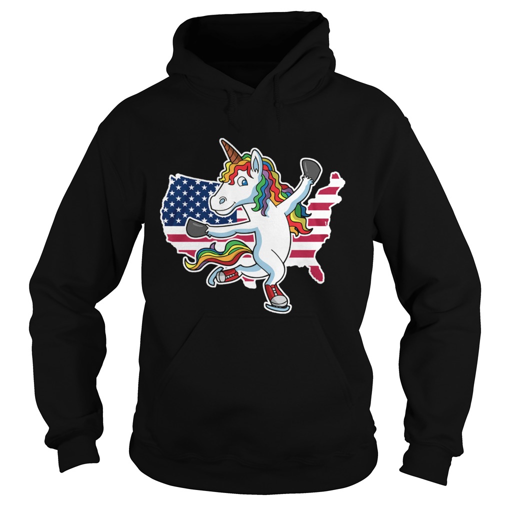 Figure Skating Unicorn American flag Hoodie