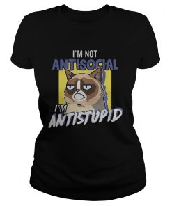 Grumpy cat Im not antisocial Im Antistupid  Classic Ladies