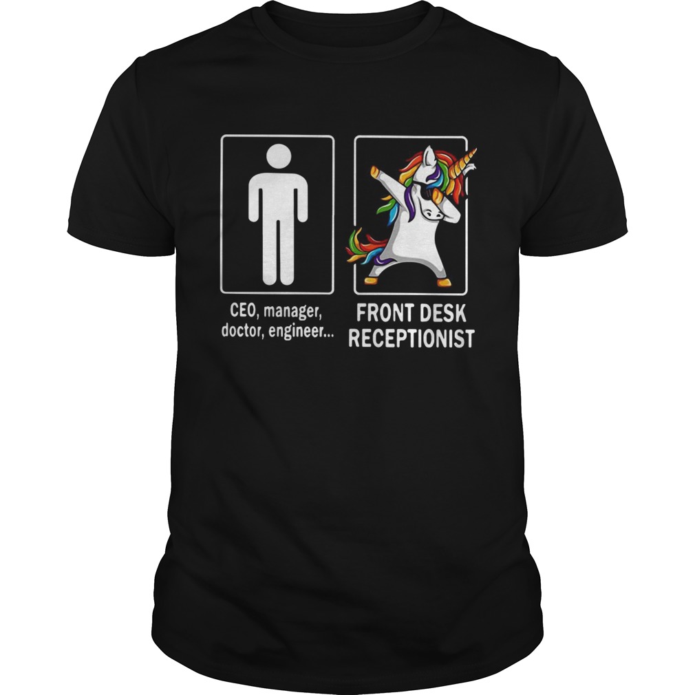 Human and Unicorn front desk receptionist shirt