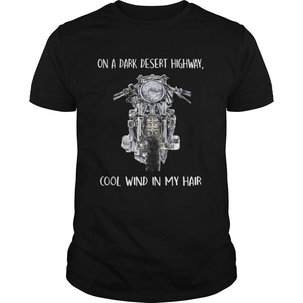 Motorcycle on a dark desert highway cool wind in my hair shirt