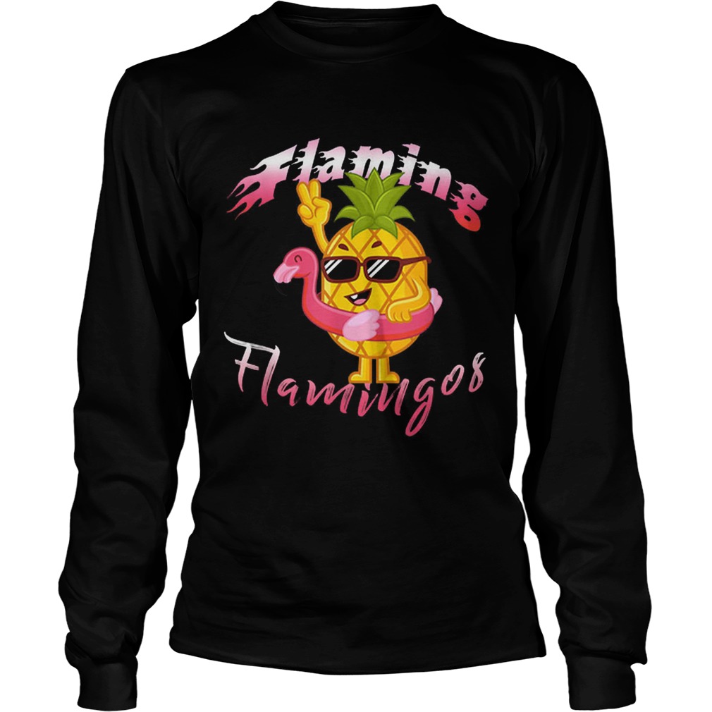 Original Flaming Flamingos Pinapple Flagmigo Float Summer LongSleeve