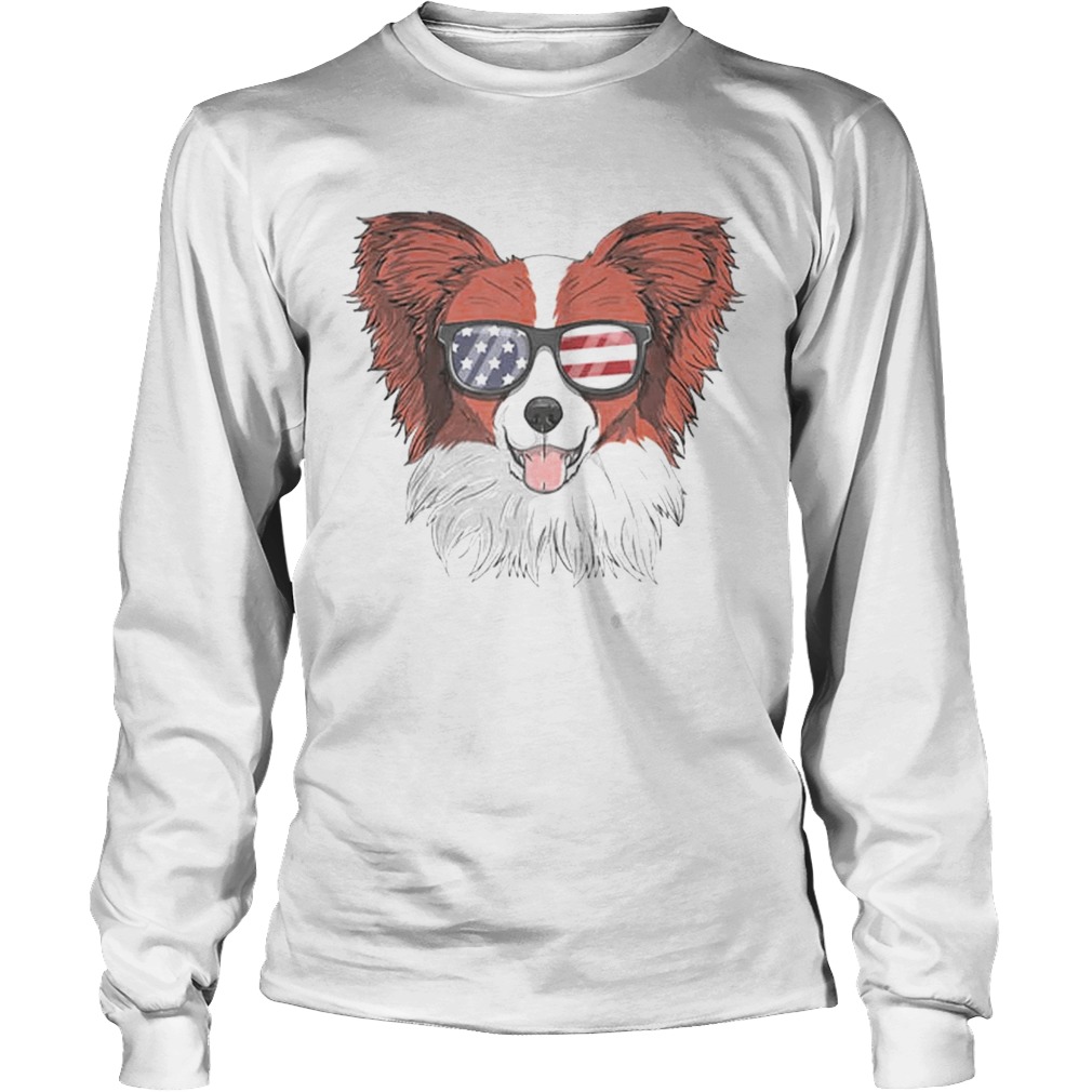 Papillon Dog Patriotic Usa 4th Of July American LongSleeve