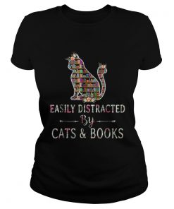 Premium Cat LoverBook LoverEasily Distracted By Cat And Books  Classic Ladies