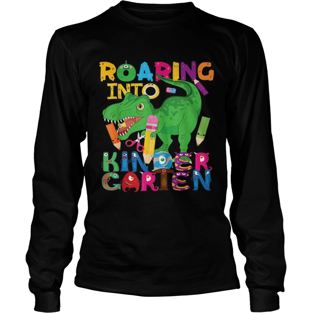 Roaring into Kindergarten Dinosaur T Rex for Boys LongSleeve