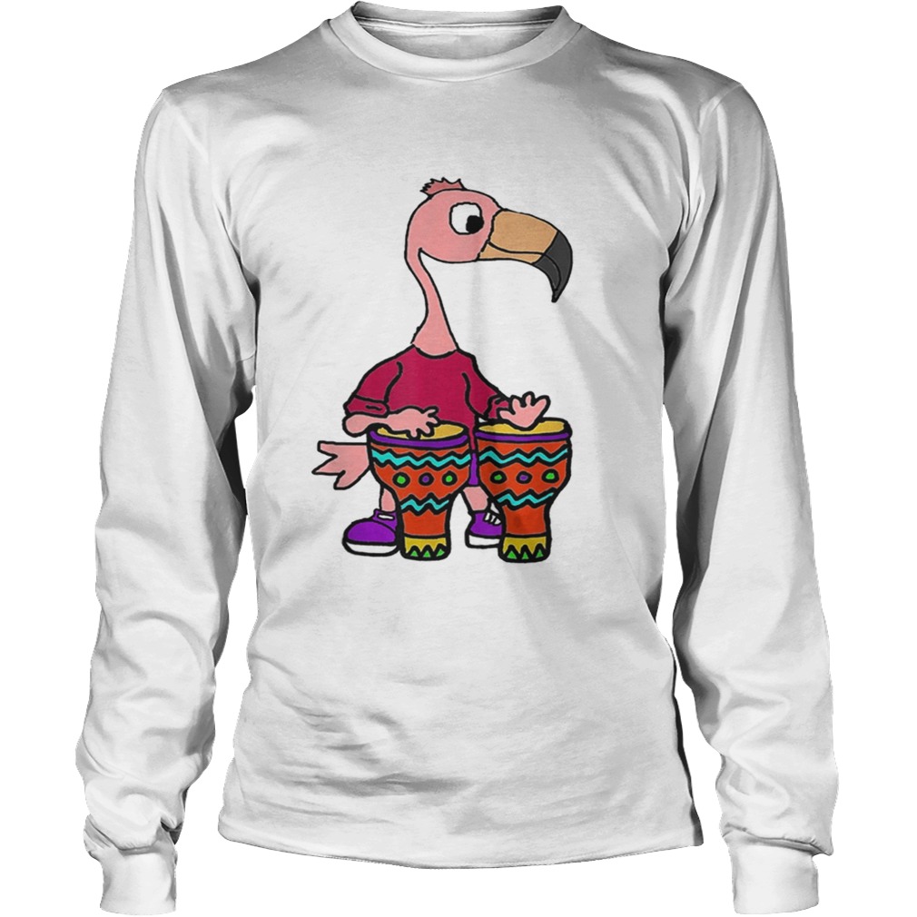 Smileteesmusic Cute Flamingo Playing Bongo Drums LongSleeve