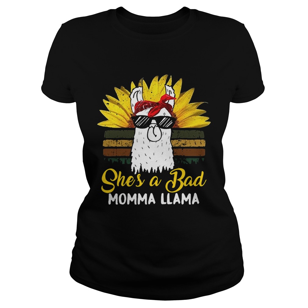 Sunflower shes a bad mama llama retro Classic Ladies