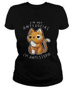 Top Im Not Anti Social Im Anti Stupid Middle Finger Cat  Classic Ladies