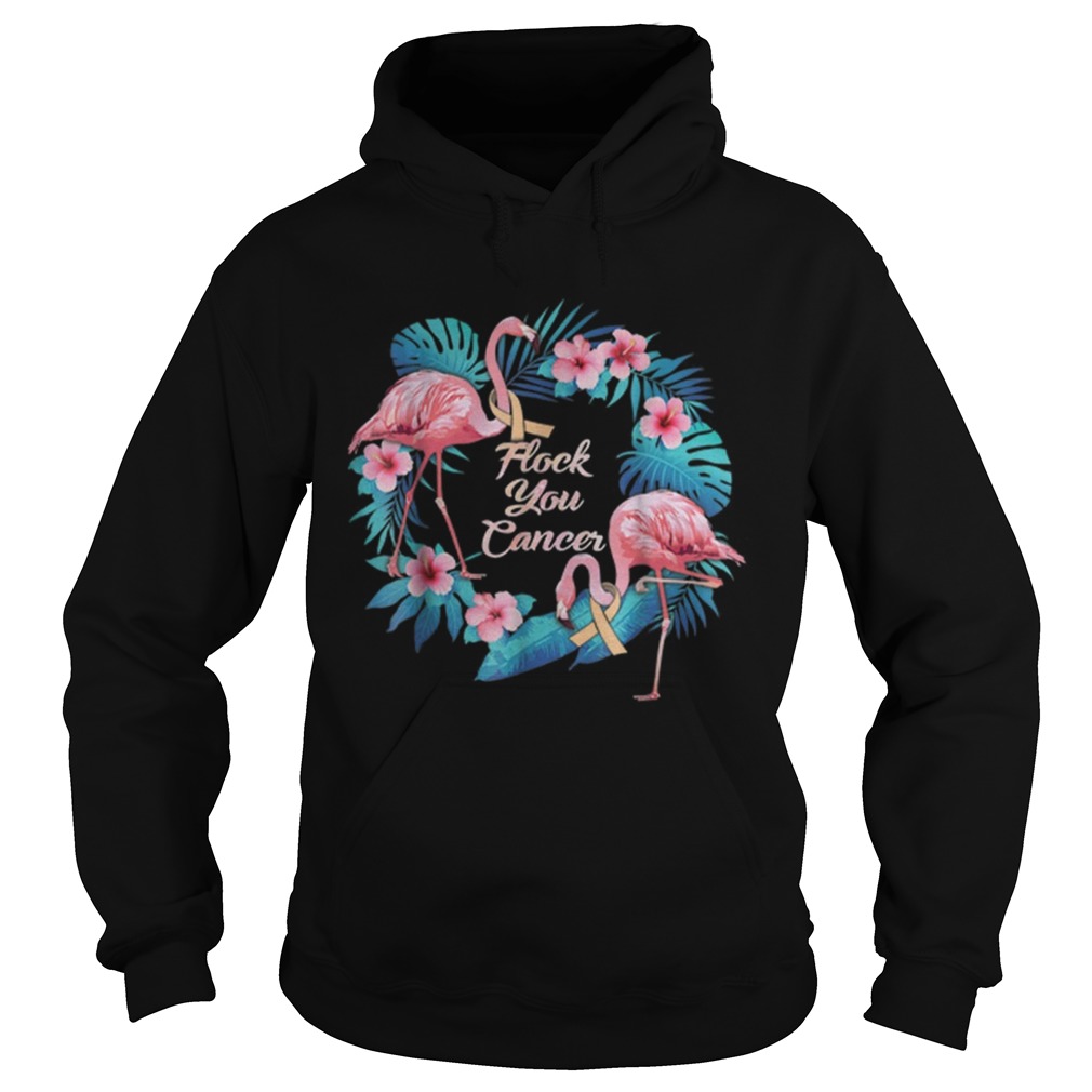 Uterine Cancer Awareness Flamingo Flock Cancer Hoodie