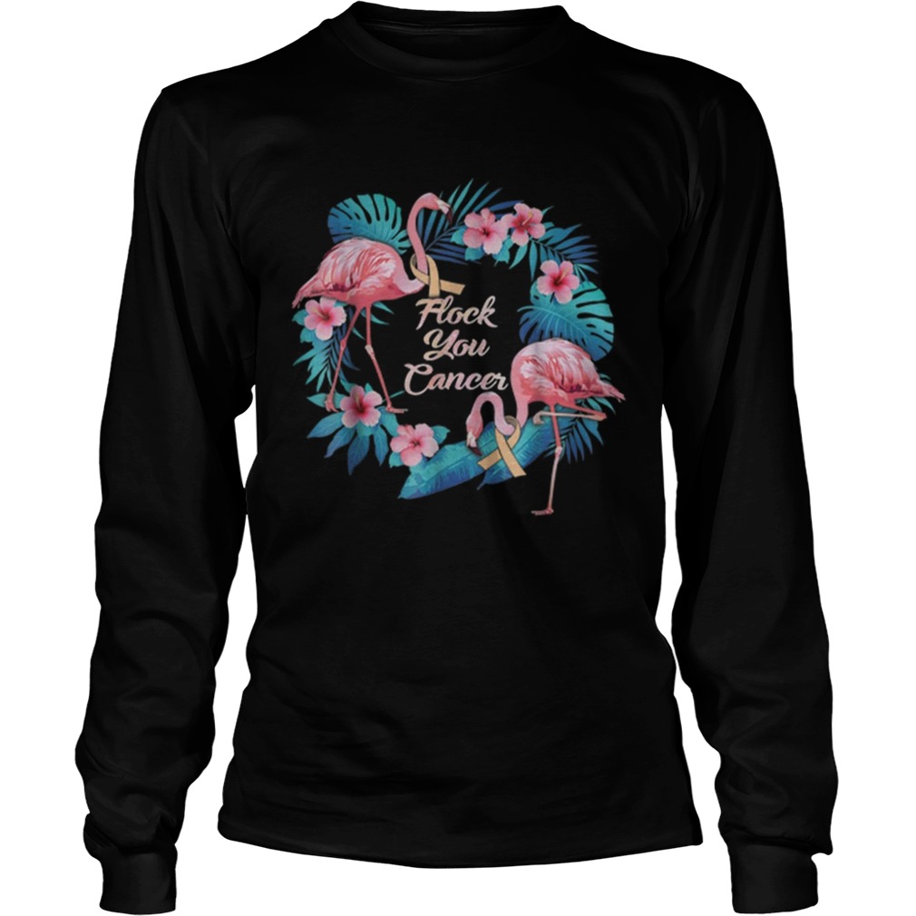 Uterine Cancer Awareness Flamingo Flock Cancer LongSleeve