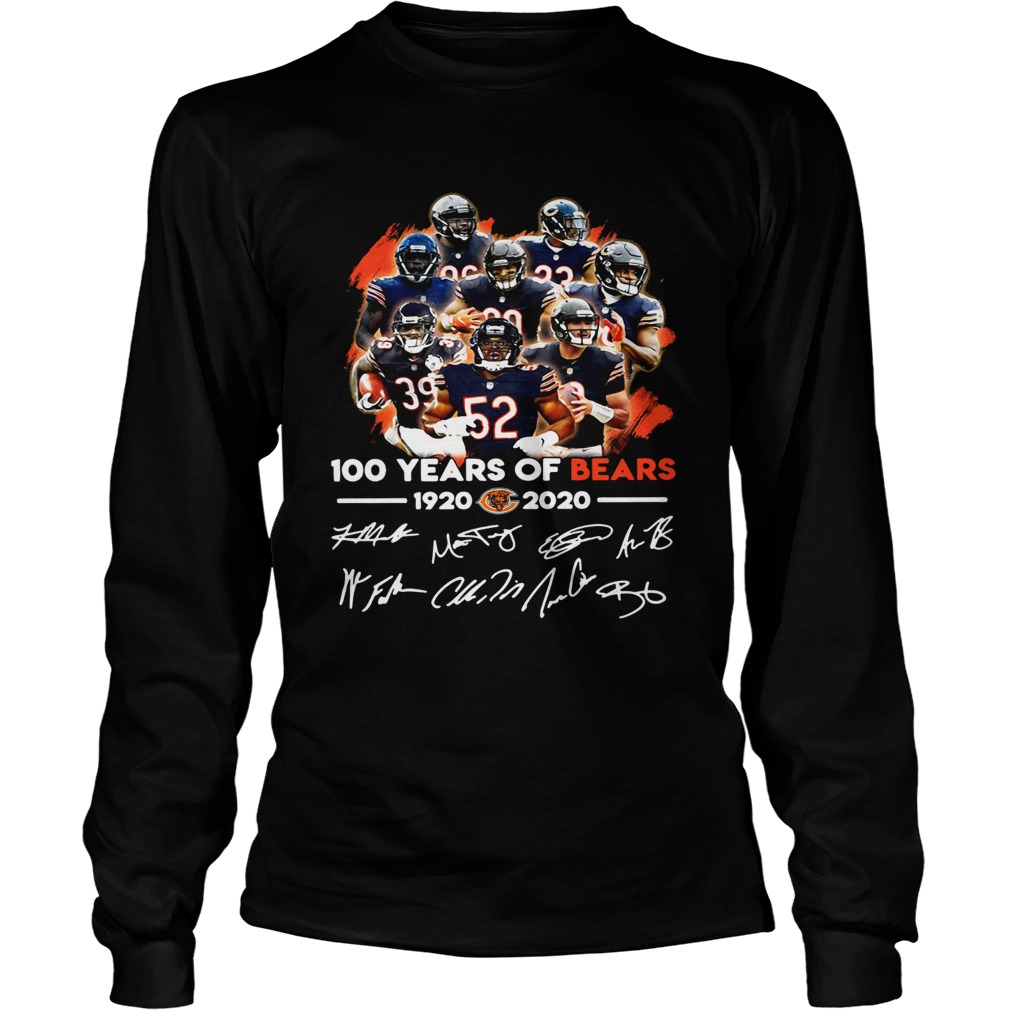 100 years of Chicago Bears 1920 2020 signature LongSleeve