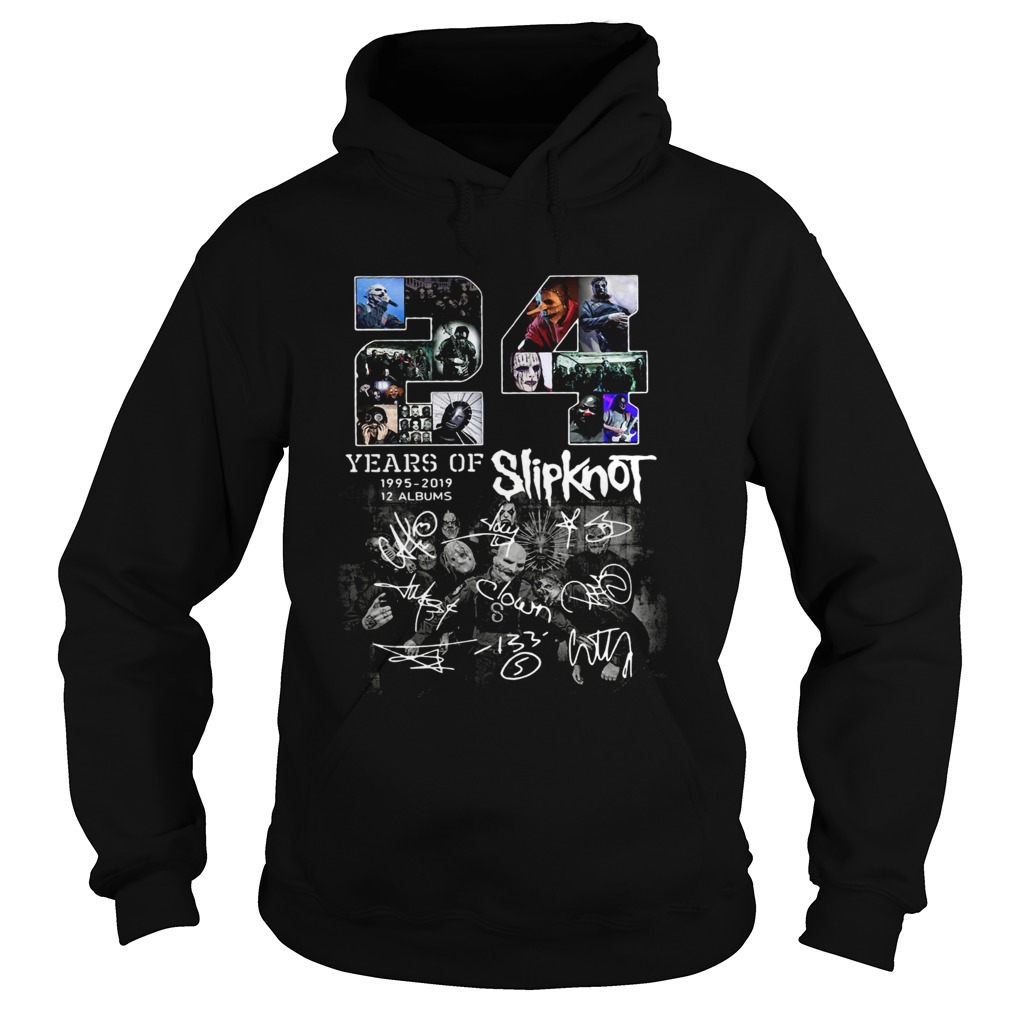 156618886524 years of 1995 2019 12 albums Slipknot signature Halloween Hoodie