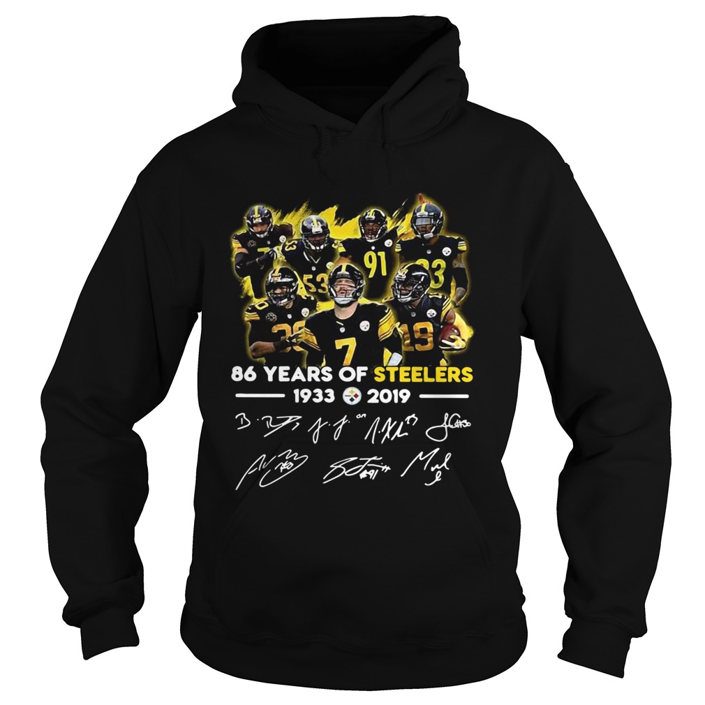 156629154286 Years of Steelers 1933-2019 signatures Hoodie