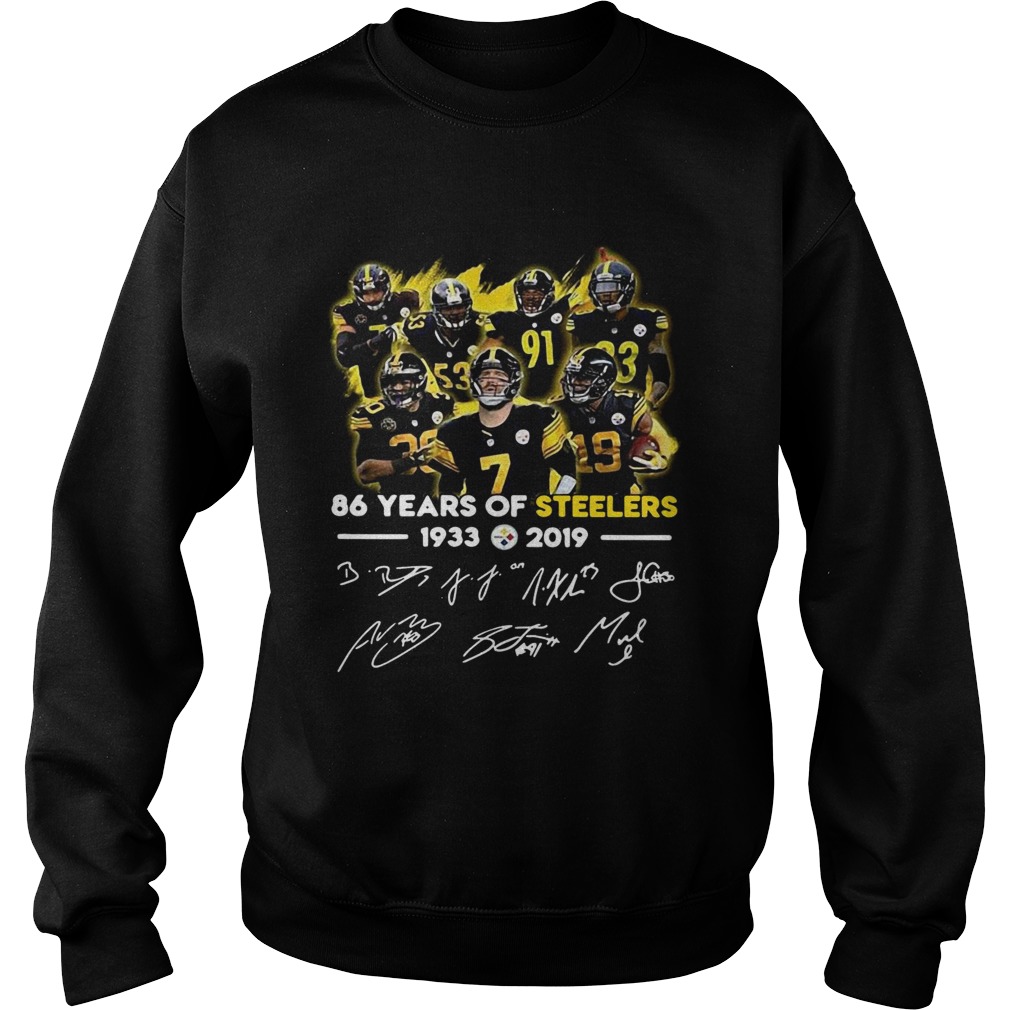 156629154286 Years of Steelers 1933-2019 signatures Sweatshirt