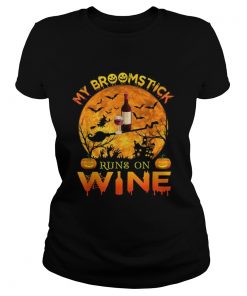 Awesome My Broomstick Run On Wine Moon Pumpkins Halloween  Classic Ladies