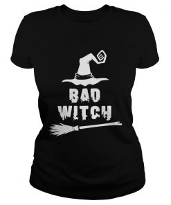 Bad Witch Magic Hat Broomstick For Halloween Costume TShirt Classic Ladies