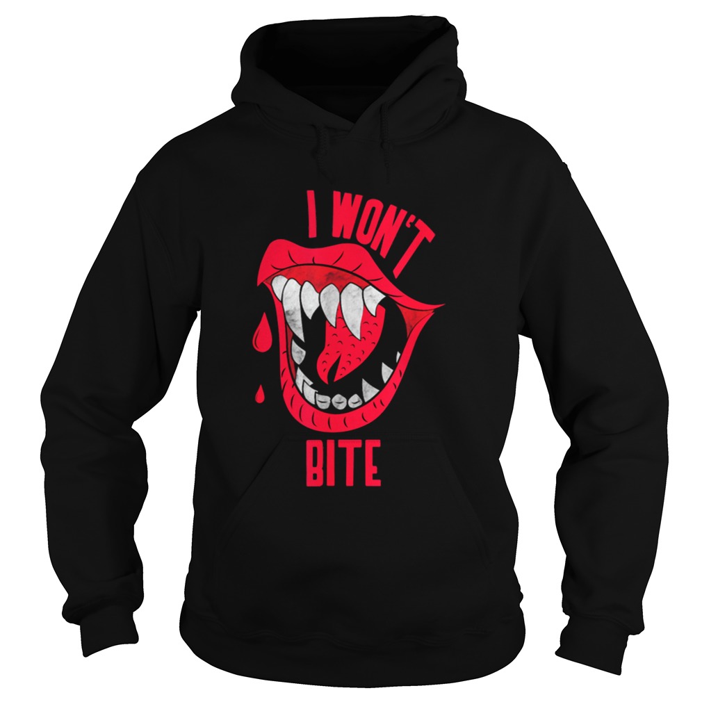 Beautiful Halloweens I Wont Bite Red Lipss Scary Vampire Hoodie