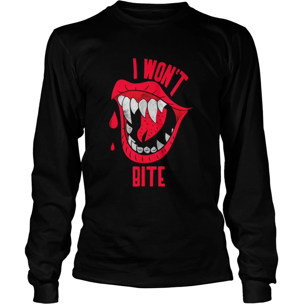 Beautiful Halloweens I Wont Bite Red Lipss Scary Vampire LongSleeve